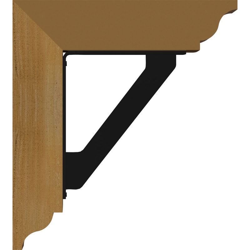 Support traditionnel en fer simple de 2 po d'épaisseur, H 16 po x P 14 po, Cèdre rouge de l'Ouest l 4 po x T 2 po (sciage br