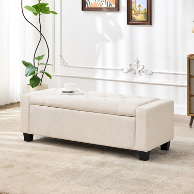 48.4" Upholstered Ottoman Bench With Storage