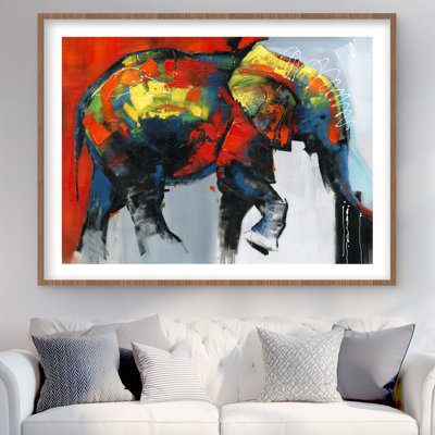 Abstract Colorful Elephant in Motion - Blue Animals Print