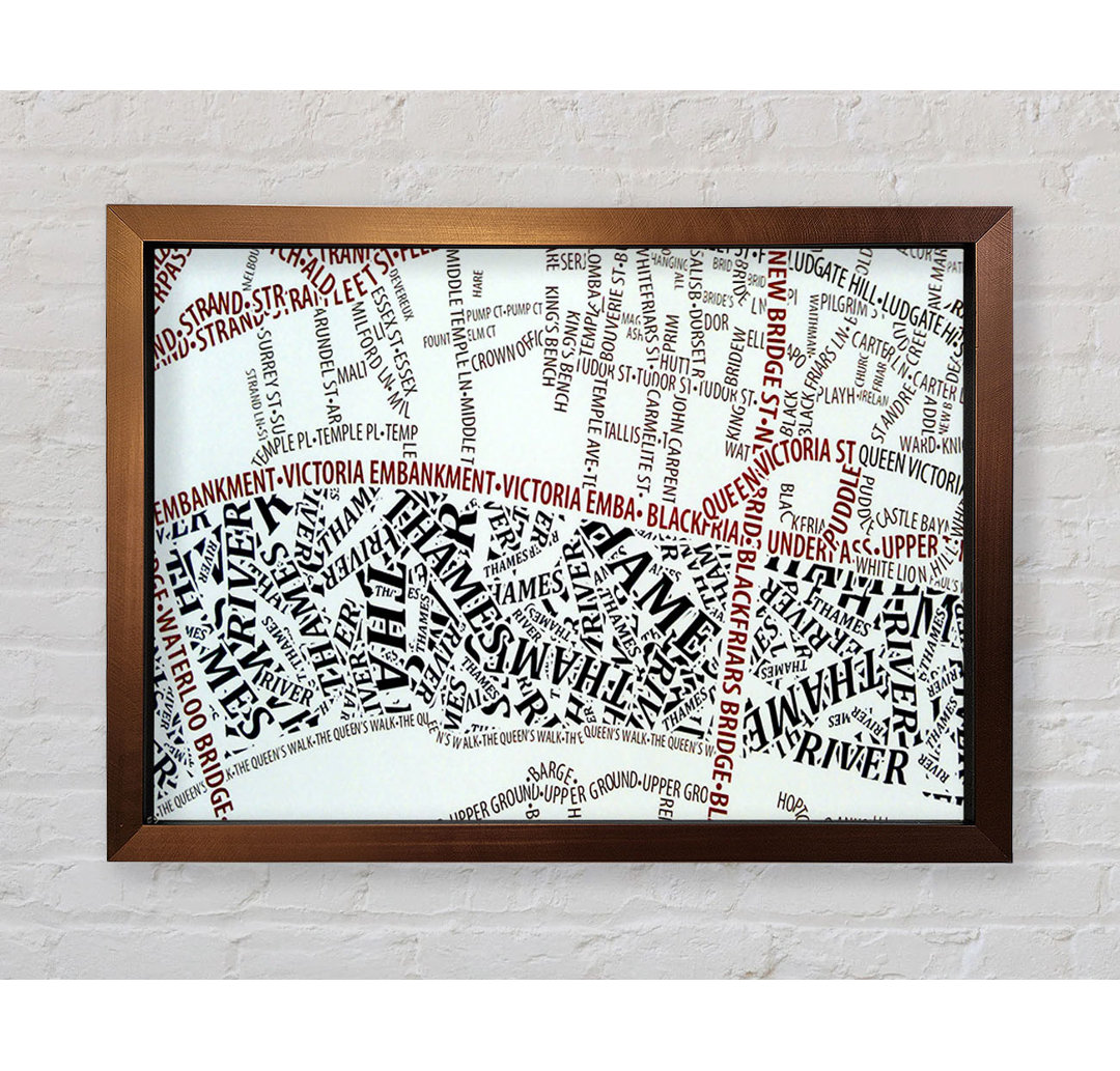 London River Thames Map - Einzelner Bilderrahmen Kunstdrucke