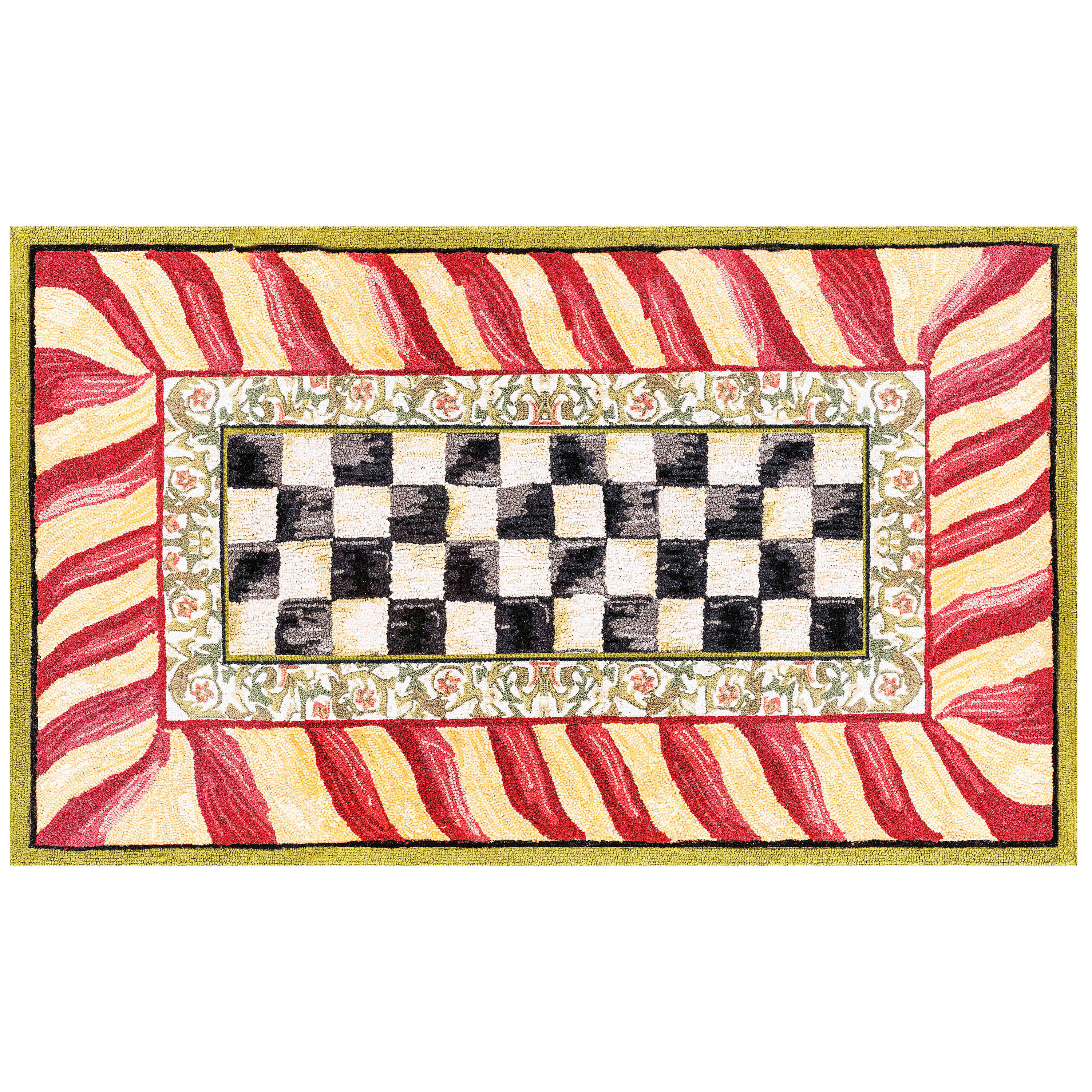 Red Colton Check Rug MacKenzie-Childs Courtly Check® Red/Gold Washable Rug & Reviews | Wayfair