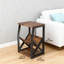 Table d'appoint étroite à 3 niveaux avec tablette de rangement, table de bout mince industrielle et table de chevet pour les petits espaces dans le salon, la chambre à coucher ou le bureau à domicile