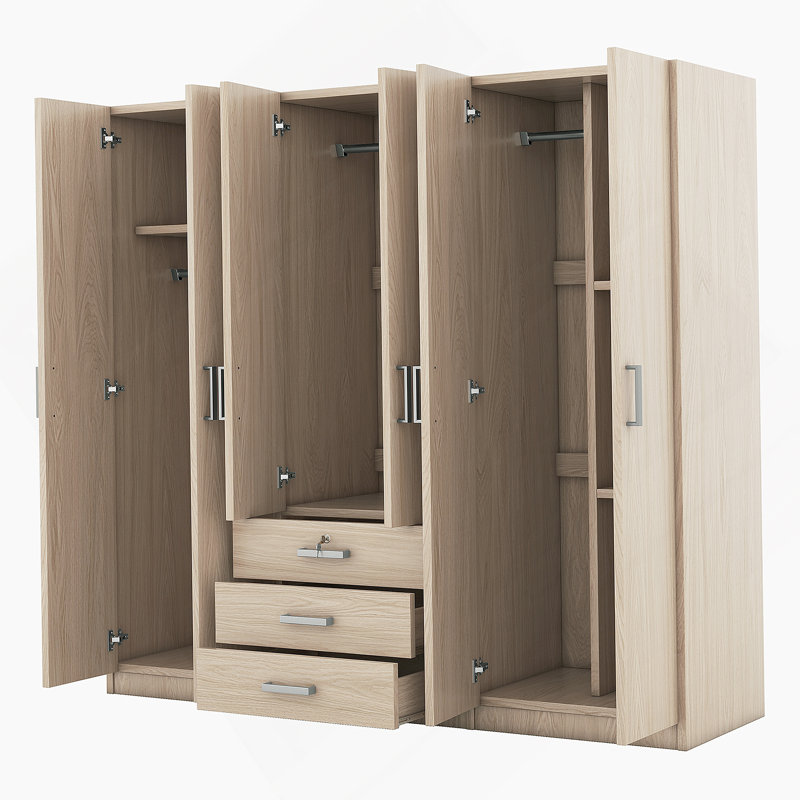 Armoire de chambre 6 portes grise