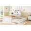 Lit plateforme simple en bois avec lit gigogne, tête de lit et tiroirs