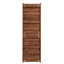 Armoire de rangement haute et étroite avec porte en verre cannelé, 2 tablettes ouvertes et 2 tiroirs, meuble de rangement autoportant en noyer
