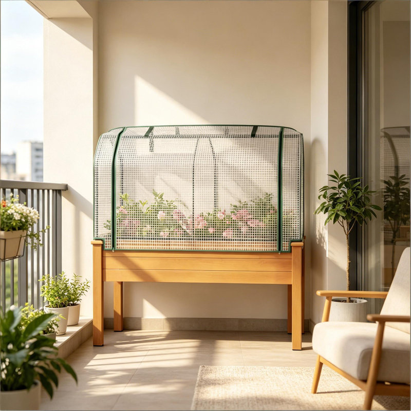 Outdoor Planter Box,Raised Garden Bed,Vegetables Planter Box, Sand, 46" H x 47.8" W x 21.8" D