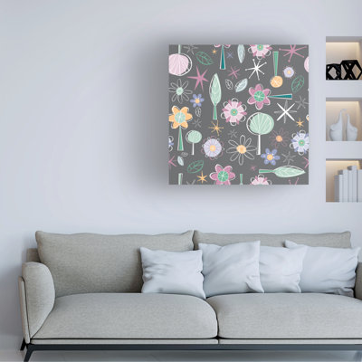 Bolog Fiona Stokes-Gilbert Mid Century Mod Floral Gray Canvas Art