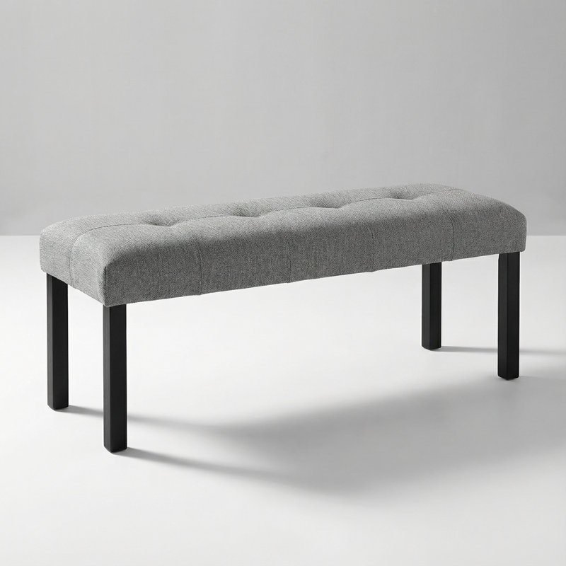Modern Tufted Fabric Dining Bench with Rubber Wood Legs, Versatile Upholstered Entryway Seating Solution for Kitchen, Bedroom, and Hallway Spaces