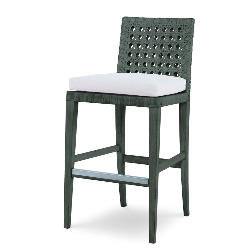 Caribe Upholstered Stool with Solid Wood Frame, Mink Gray, Bar Stool (27.25" Seat Height)