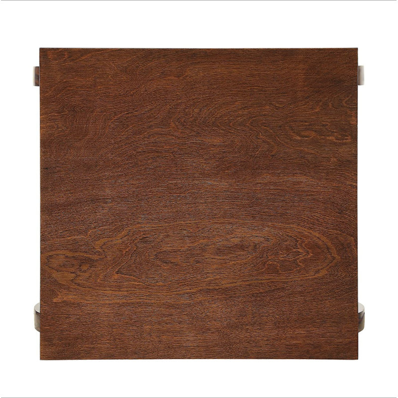 Table de bout carrée avec 2 tablettes, Noyer, H 23 po x l 18 po x P 18 po