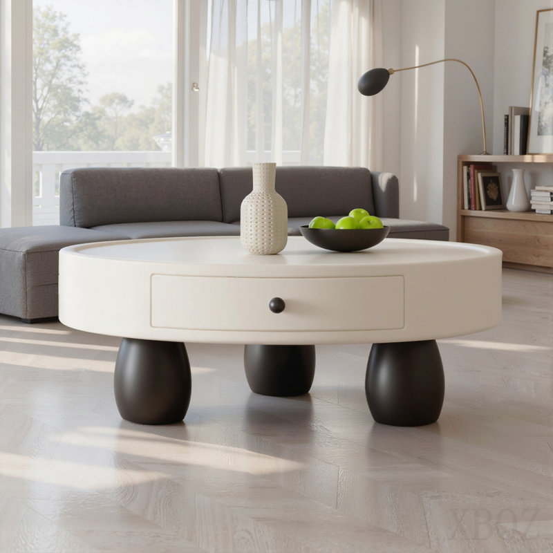 Table basse en bois avec tiroirs de rangement