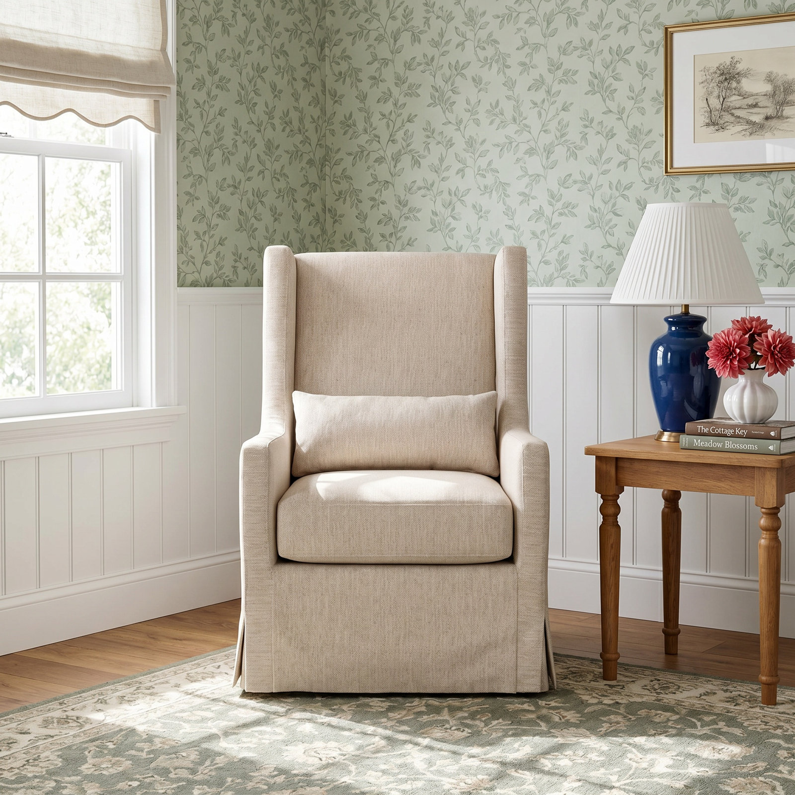 Laurence Linen Swivel Wingback Chair, Jette Linen