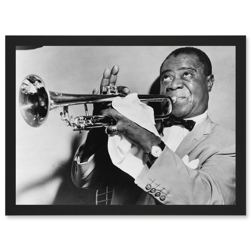 Music Jazz Louis Armstrong Playing Trumpet 1 Piece Single Picture Frame Wall Art