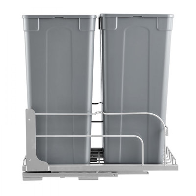 Poubelle de cuisine double coulissante avec fermeture en douceur 50QTx2