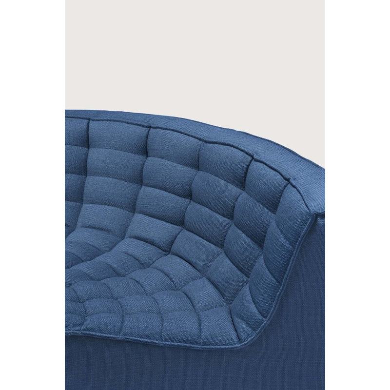 N701 Modular Sofa Set - Combo Left - 1 Seater + 3 Seater + 90° Round Corner, 30" H x 130" W x 79" D, Blue Polyester Blend