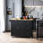 Mobile Kitchen Island With Drop Leaf, Storage Trolley Cart On Wheels, Towel/Spice Rack, 3 Drawers, 2-Door Cabinet, Black, Kitchen Island
