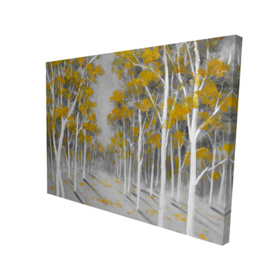 Yellow Birch Forest - Trees Yellow Canvas for Home Decor