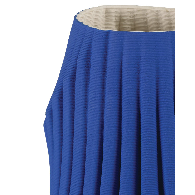 Blue Pleat Medium Vase, 13.75" H x 6.75'' W x 6.75'' D