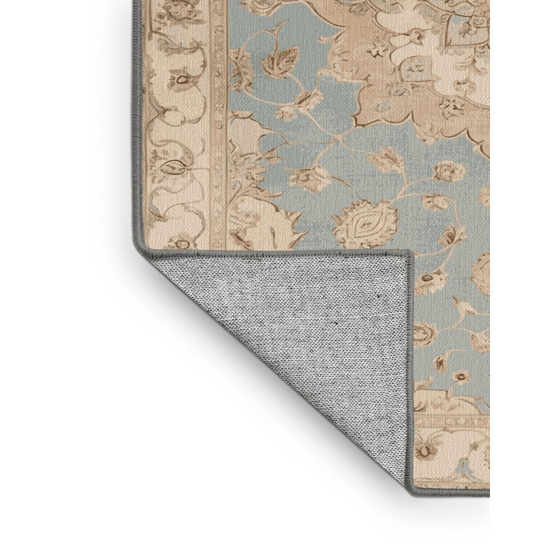 Tapis gris Tabriz lavable à la machine, Carré 3 pi