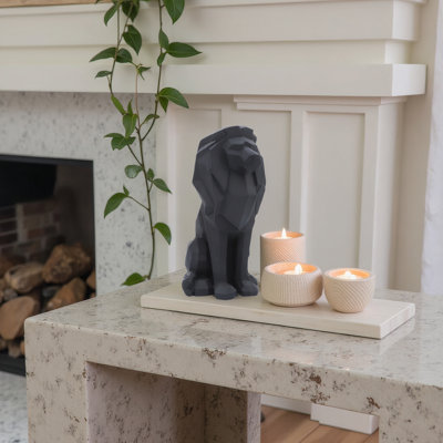 Figurine de lion en polyrésine géométrique Juzefa
