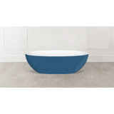 Barcelona 66.875" x 31.75" Freestanding Soaking Bathtub in Volcanic Limestone with Overflow Hole