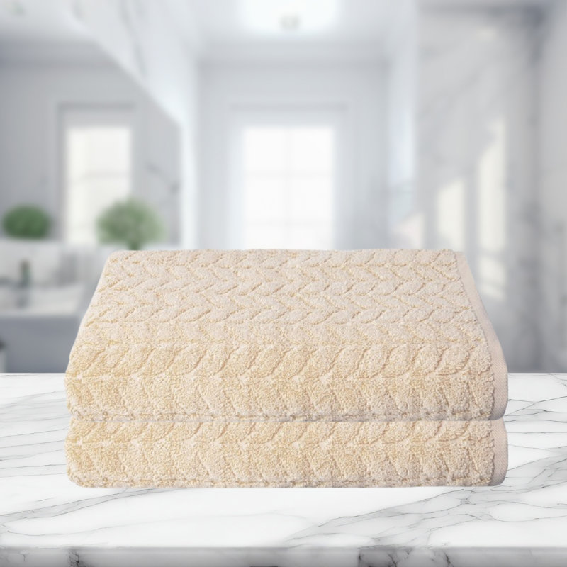Romance Jacquard Cream Bath Sheets