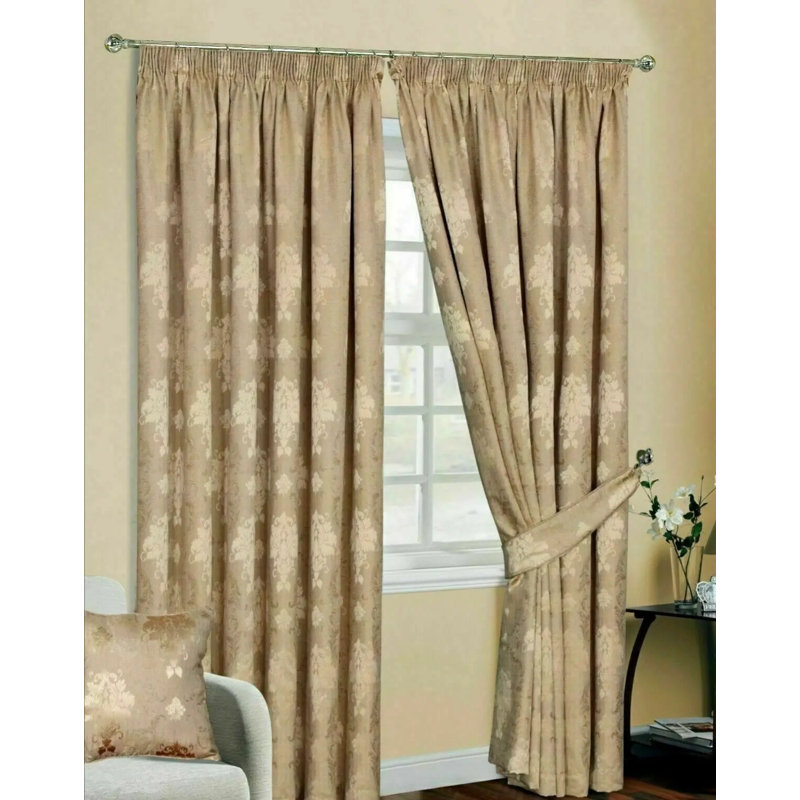 Semi Sheer Curtain Panel Pair, 228.60cm Width x 274.32cm Drop, Gold