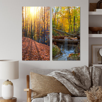 " Autumn Forest Under " 2 Piece Art Watercolor Painting