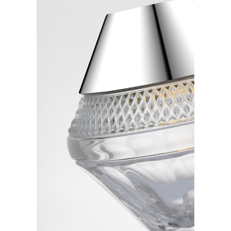Waterford Copper Coast 5" Rechargeable Accent Lamp with Clear Crystal, Silver