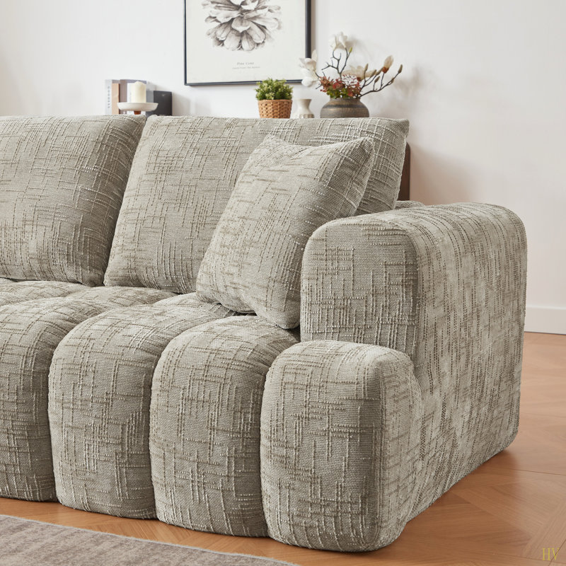 Chenille L-Shape Luxury Sectional Oversized Sofa,Mnimalist Design,Comfy Sleeper Couch For Living Room,Apartment Reception Spaces,No Assembly Required