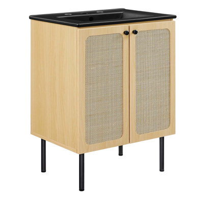 Meuble-lavabo simple 24,5 po avec plateau en bois Modway