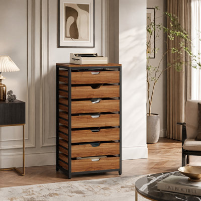 Armoire de rangement à 7 tiroirs avec roulettes, chariot de rangement en bois