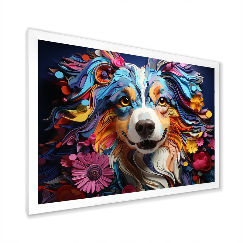 Chien berger australien Allure II, L 40 po x H 30 po x P 1,5 po, Cadre simple blanc