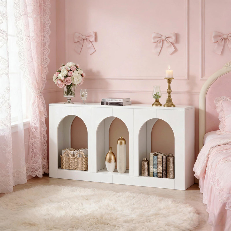 Stylish Arches Side Table,Entryway Table,Stable Console Table, White