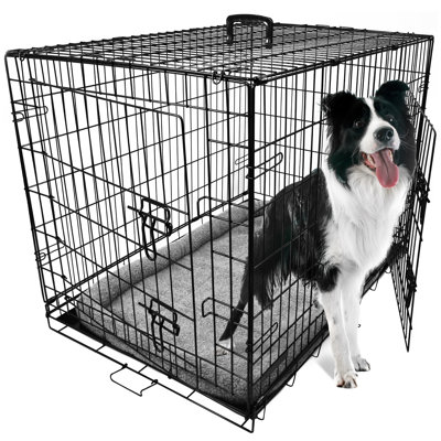 Dog Crate with Removable Tray and Bed