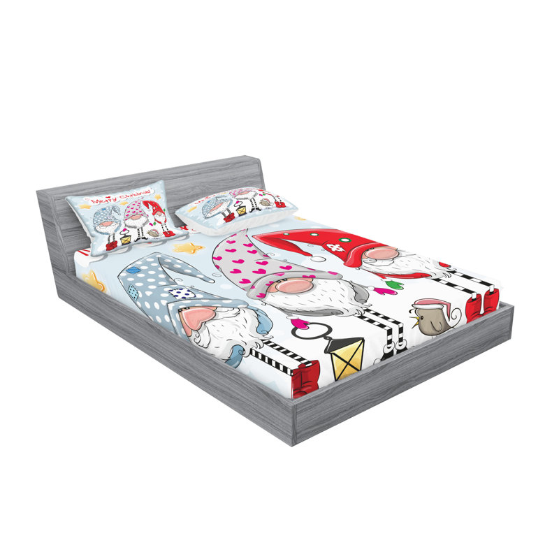 Drap-housse et coussin décoratif Ambesonne Christmas, bleu pâle multicolore