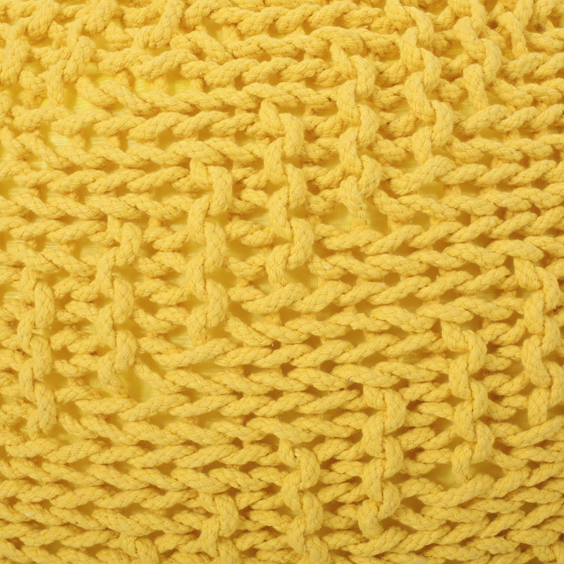 Pouf rond en coton Bordeaux, Jaune