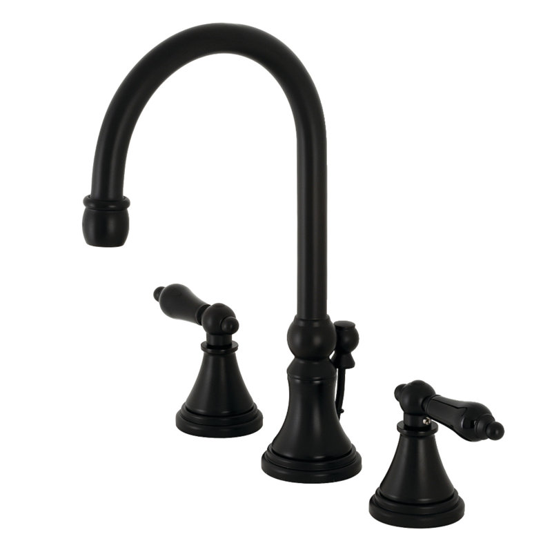 Robinet de salle de bain espacé avec ensemble de drain Duchess, Noir mat