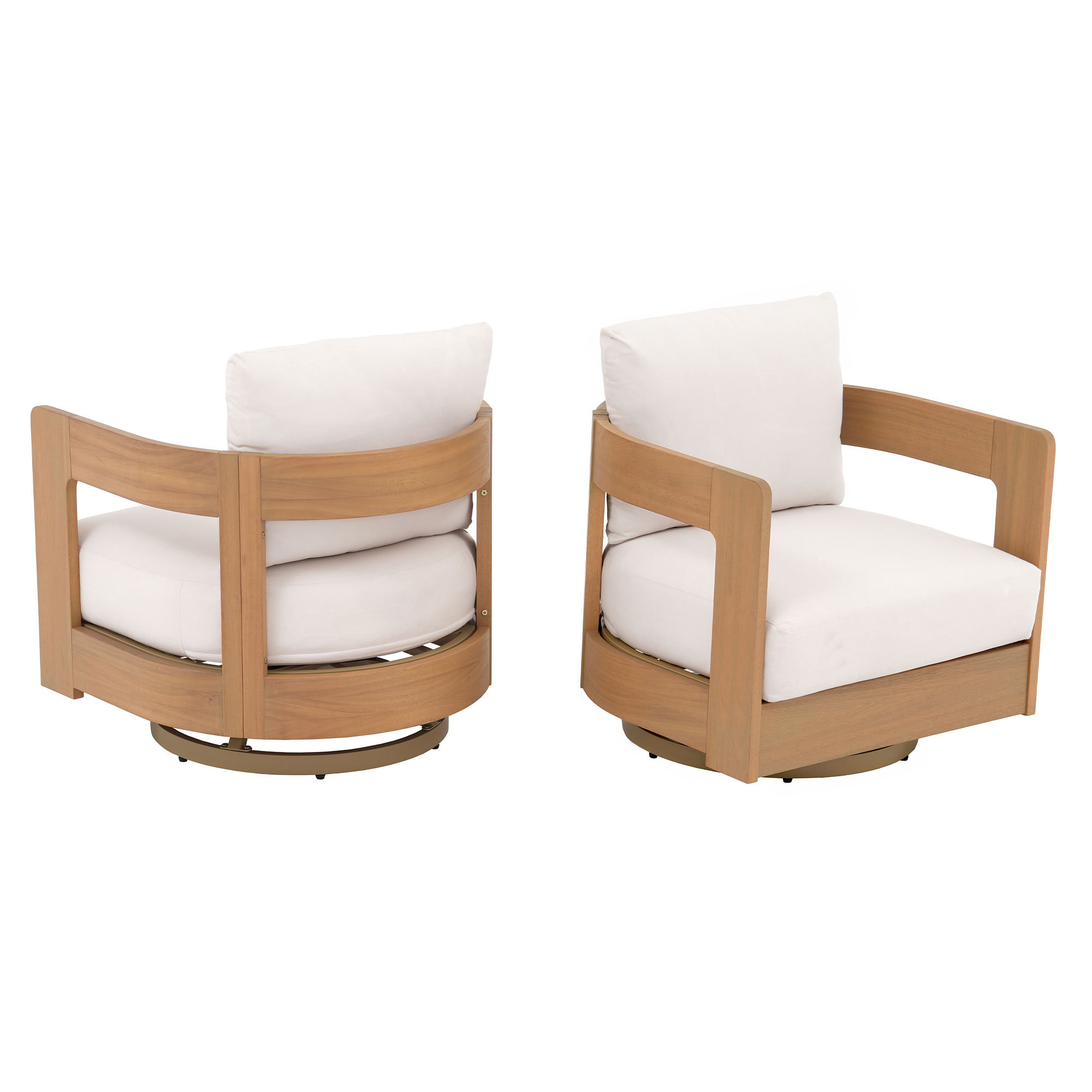 Frances Eucalyptus Outdoor Swivel Chairs (Set of 2), White