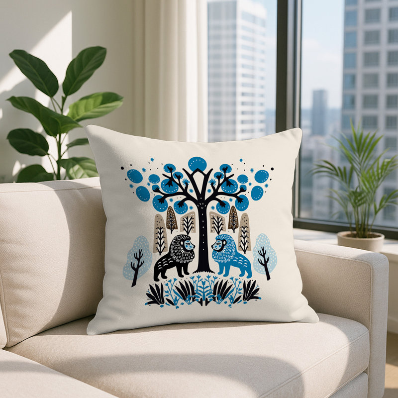 Coussin Comas, Carré 15 po, Turquoise