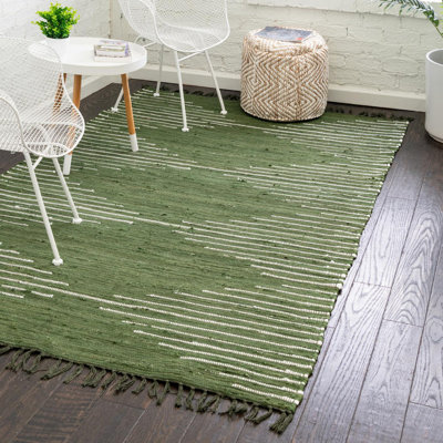 Tapis vert en coton tissé à plat à la main Justice