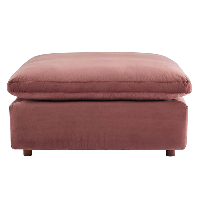 Modway Commix Down Filled Overstuffed Performance Velvet Ottoman, Dusty Rose Velvet