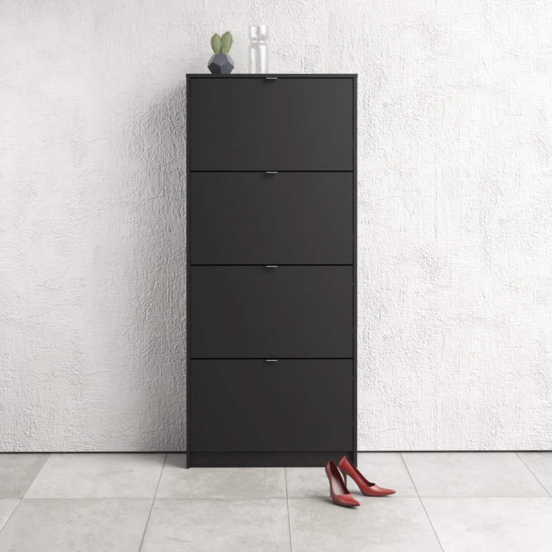Shoes 12 Pair Shoe Storage Cabinet, Matte Black