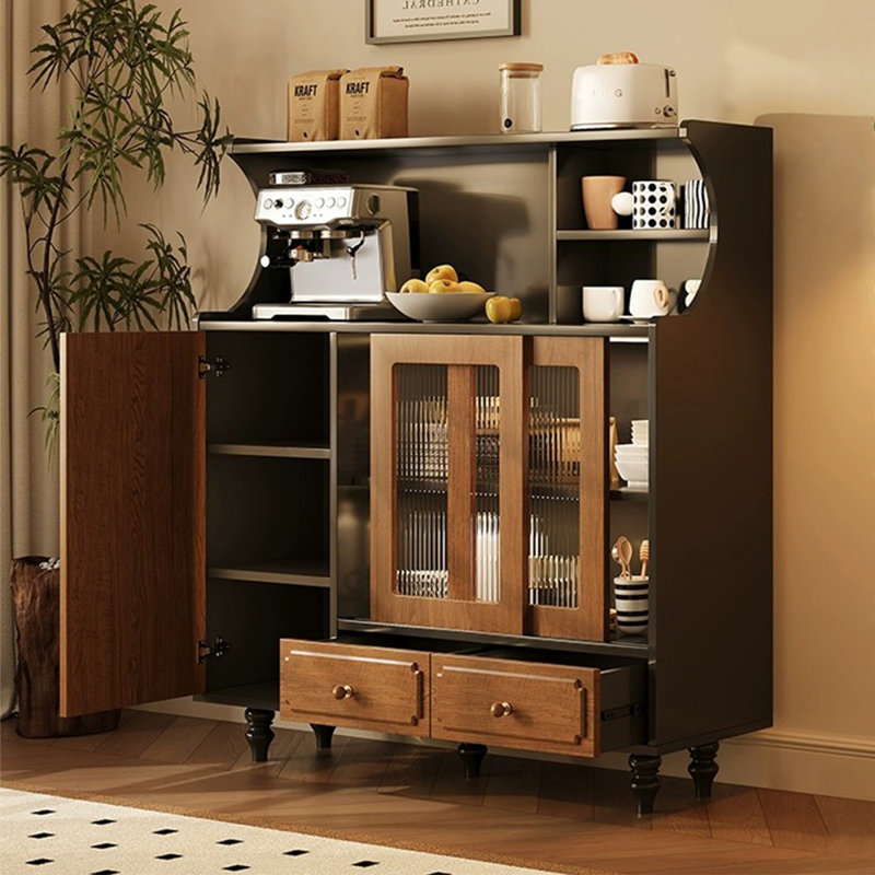 Buffet en noyer massif et bois manufacturé, H 53,94 po x l 48,43 po x P 16,14 po