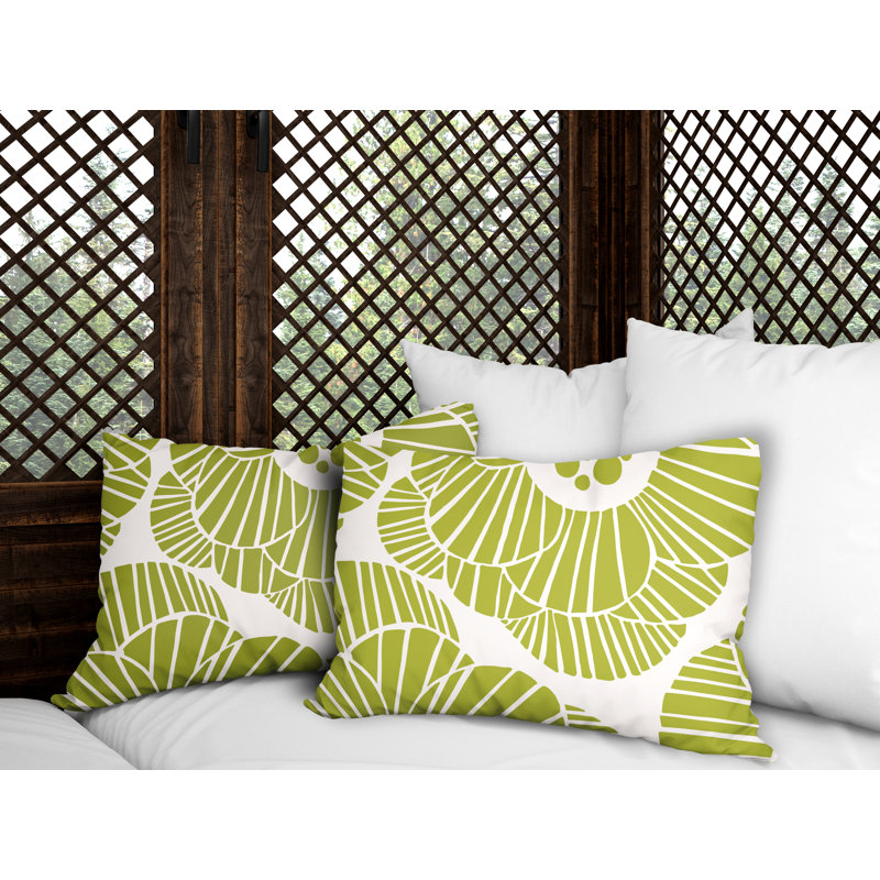 Abstract Outdoor Reversible Throw Pillow, Chartreuse
