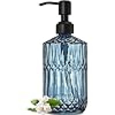 Distributeur de savon en verre 18 oz avec pompe Golden, distributeur de savon de salle de bain rechargeable avec verre épais, distributeur de savon de cuisine transparent pour savon à vaisselle, savon à main, lotion.