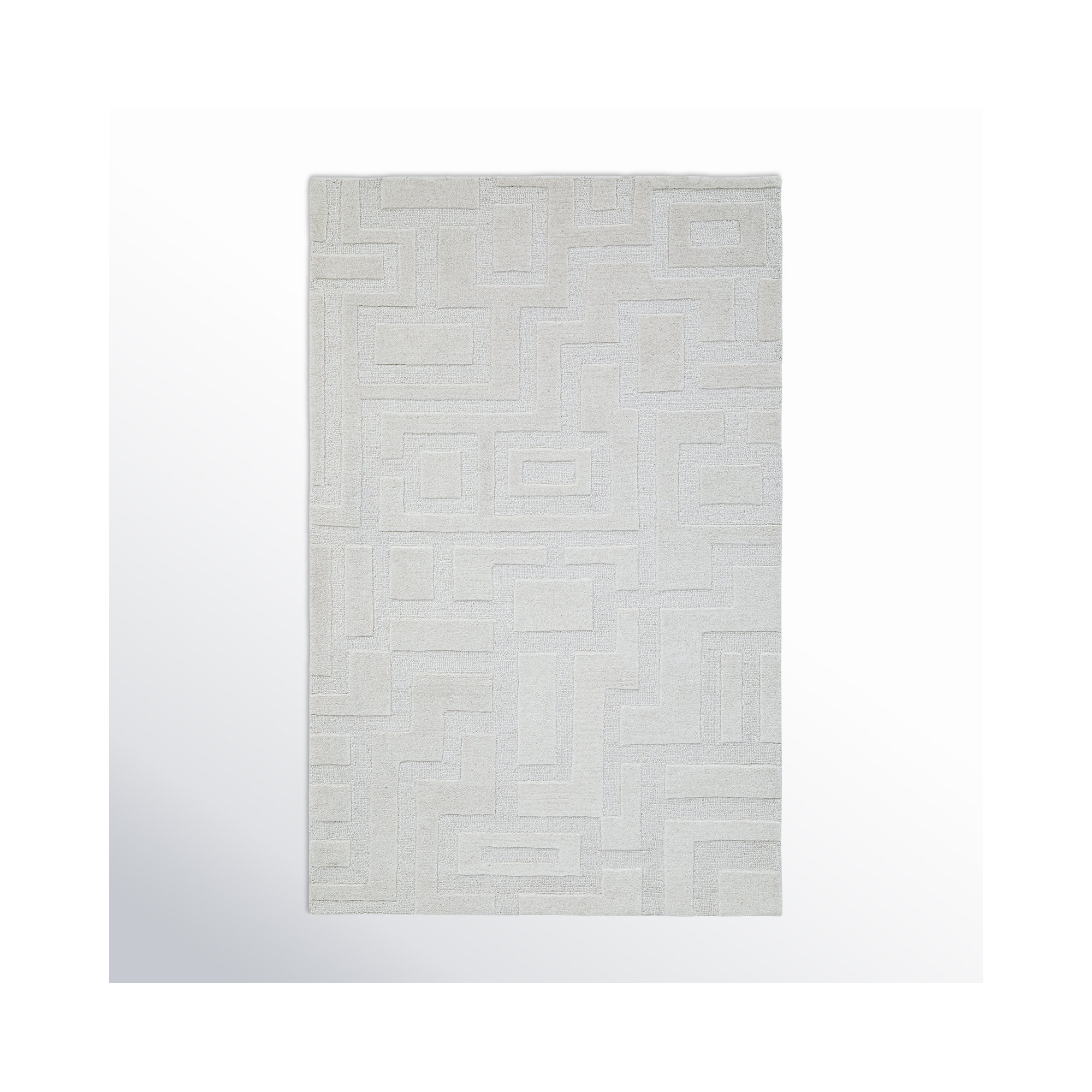 Helaine Hand Tufted Wool Ivory Rug, Rectangle 5' x 8'