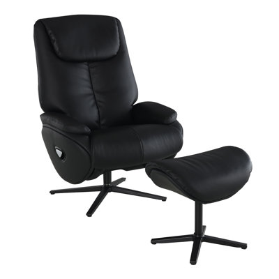 Black Motion Swivel Accent Chair With Ottoman