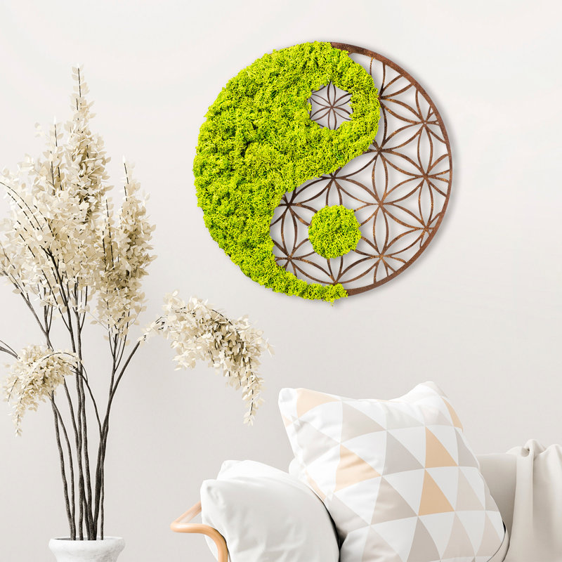 Handmade Decorative Wall Accessory, Green & Brown, 17.3 x 0.4 x 17.3 inches | 100% MDF with MOSS, Thickness: 0.4 inches | Unique Color Variations, Perfect for Home Décor & Accent Walls, Stylish & Functional Design