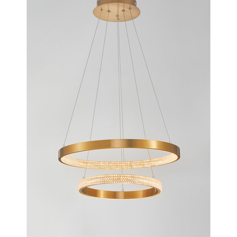 2 - Light Antique Gold LED Crystal Pendant